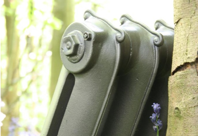Duchess Radiator Curly Eared Painted in Anthracite Stock Colour Close up Detail