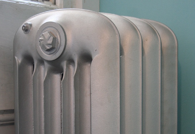Warehouse Cast Iron Radiator Painted in Stock Silver