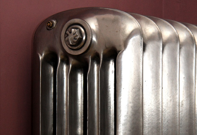 Tall Polished Warehouse Radiator Close up Detail