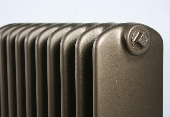 Wide School Radiator Painted in Stock Old Gold Front Detail